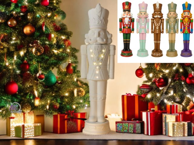 Lot 56-727228 - New 75" DIY  Giant Paint it Yourself Light-Up Animated Blow Mold Nutcracker Decoration. With lights ...