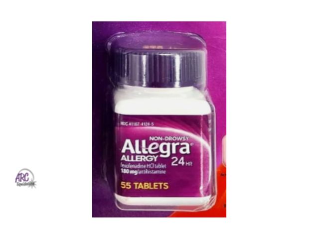 Lot 56-223561 - Open Package - 1 Pack Allegra Allergy Fexofenadine HCI Tablets 24Hr 55 Tablets 180Mg/Antihistamine