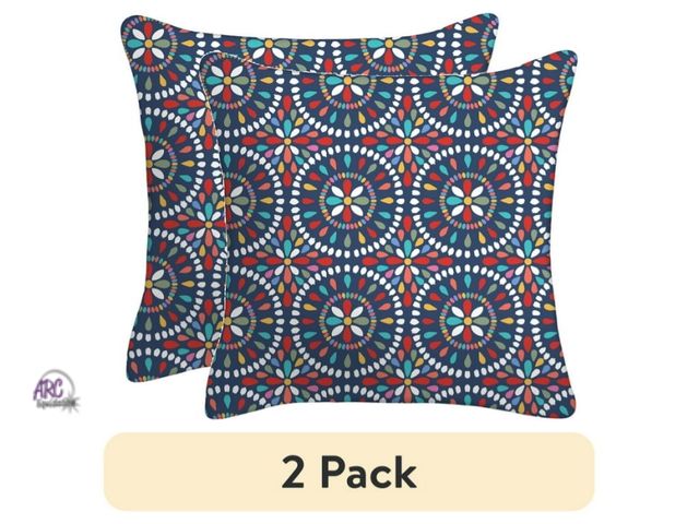Lot 56-395414 - New,(2 pack) Mainstays 16" x 16" Medallion Decorative Outdoor Throw Pillow, Multi