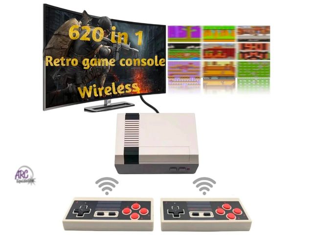 Lot 56-823230 - New - Classic Retro Game Console Built 620 Classic Video Games with Two Wireless Controllers