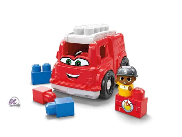 Lot 56-744430 - New MEGA BLOKS Freddy Fire Truck Fisher-Price Toy Blocks with 1 Figure (6 Pieces)