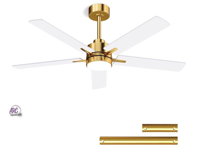 Lot 56-638651 - New - LANMEL 52'' Ceiling Fan with Lights and Remote, Low Profile Modern Ceiling Fan Gold, 6 Speed, ...