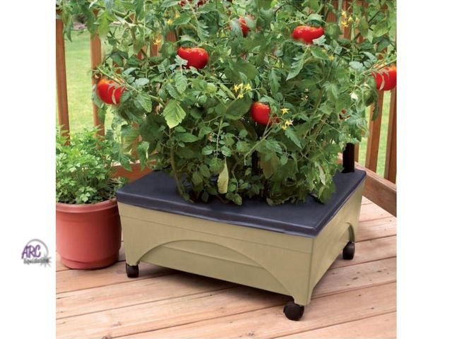 Lot 56-765610 - New 24.5 in. x 20.5 in. Patio Raised Garden Bed Grow Box Kit with Watering System and Casters in San...