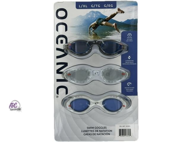 Lot 56-309215 - New,Oceanic One Size Fits Most Swim Goggles, 3 Count (L/XL)
