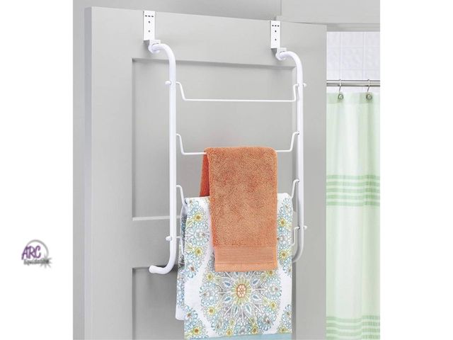 Lot 56-218917 - New Open Box Whitmor Over The Door, White Towel Rack, Medium