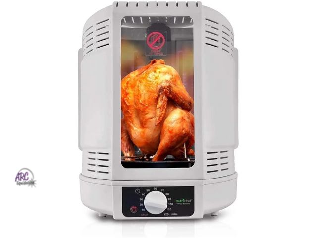 Lot 56-546917 - NEW-NutriChef Vertical Rotisserie Oven Roaster - Rotating Shawarma/Kebab Machine with Skewer and Rac...
