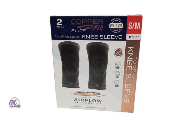 Lot 56-440260 - Open Box - Two Knee Sleeves - Copper Fit Elite Knee Compression Sleeve Knee Brace, Black (Small/Medi...