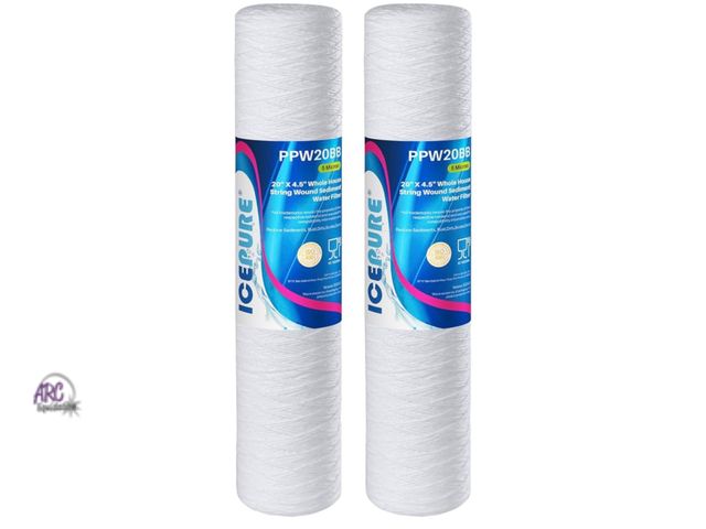 Lot 56-269950 - New ICEPURE 5 Micron 4.5" x 20" Whole House String Wound Sediment Water Filter Cartridge for Well Wa...