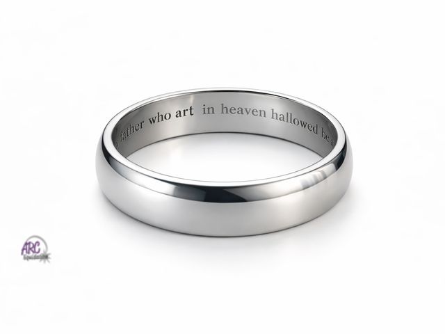 Lot 56-321150 - NEW Men’s Size 10 Stainless Steel Wedding Band – Lord’s Prayer Engraved – Comfort Fit
