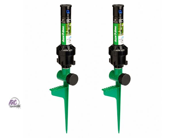 Lot 56-638565 - Used - Lot of 2 RainBird 3200 sq. ft. 32SA Gear Drive Rotor Sprinkler on a Spike w/Rain Curtain Tech...