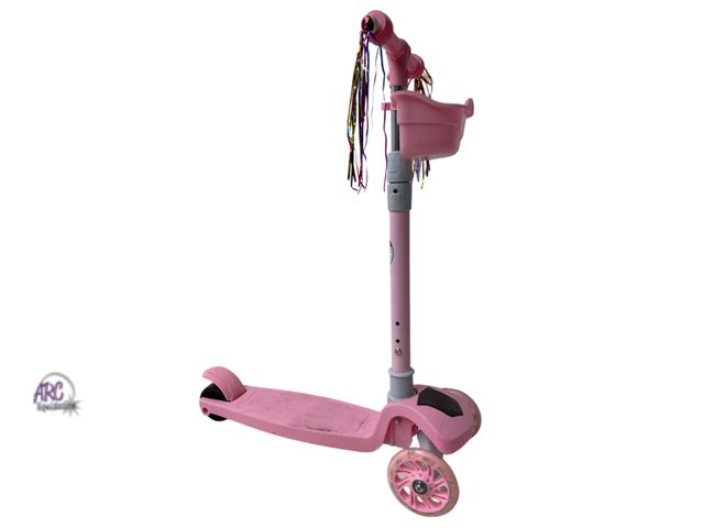 Lot 56-133527 - Used Bopeep Kids Scooter 3 Wheels Foldable &amp; Adjustable Height (Pink With Basket)