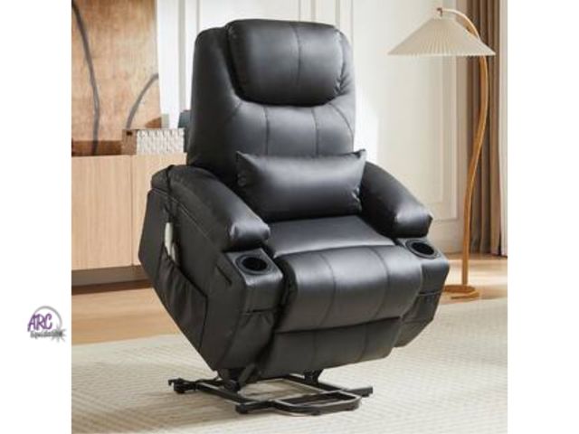 Lot 56-649638 - New - Bestier 35 in. W Black Power Lift Recliner Chair with 8-Point Massage and Heating,Living Room ...