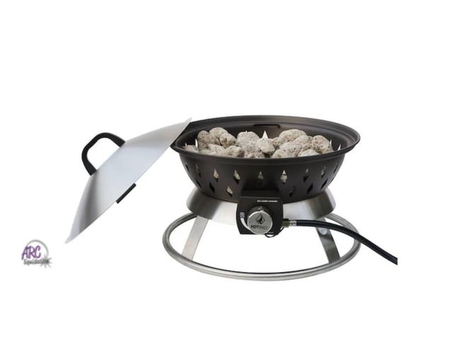 Lot 56-674343 - New - HotShot Portable 20 in. x 15.75 in. Round Steel Propane Gas Fire Pit with Twist-Lock and Carry...