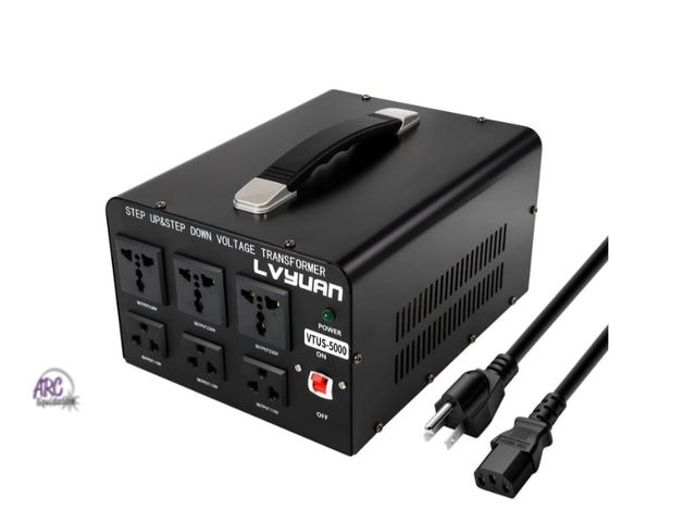 Lot 56-790640 - New tested and works. Small dent on top. 5000 Watts Peak Voltage Converter Transformer Step Up/Down ...