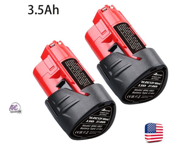 Lot 56-714094 - New 2 pack Battery Replacement for Milwaukee m12 3.5Ah Battery Lithium-Ion