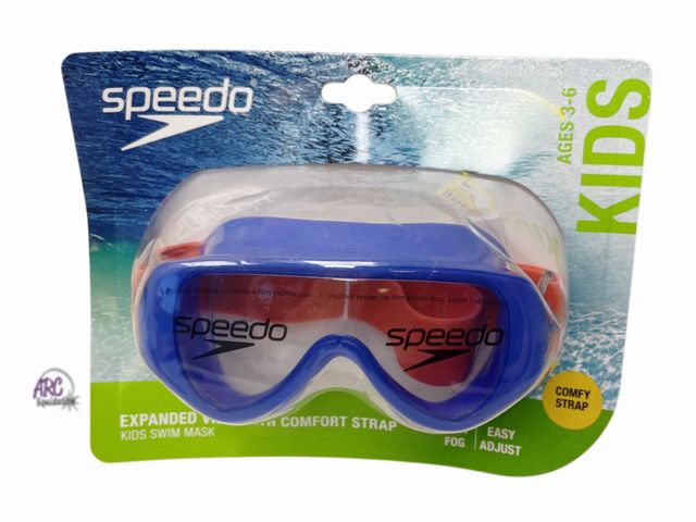 Lot 56-123762 - New Speedo Kids' Swim Mask with Fabric Strap - Blue/Coral: Ages 3-6,