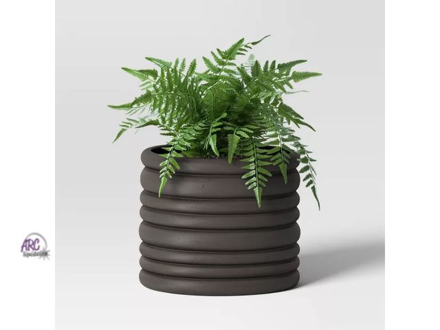 Lot 56-479312 - NEW Banded Stoneware Indoor Outdoor Planter Pot - Threshold