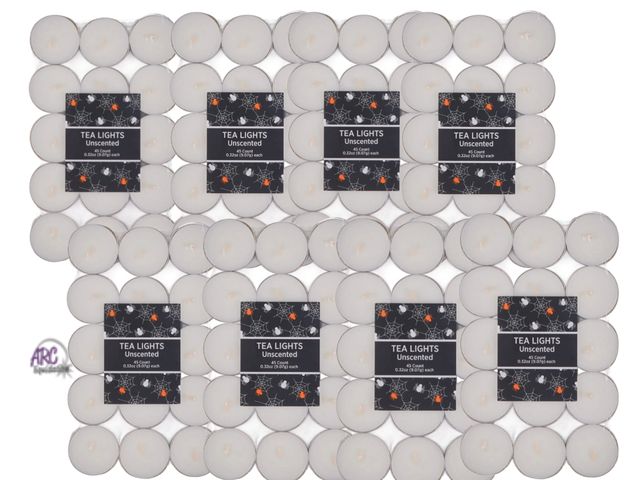 Lot 56-996122 - New - Lot of 8 - 45 pack Tea Light Candles - 360 candles total