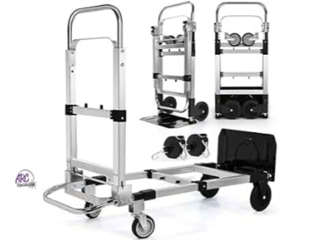 Lot 56-751950 - New 3 in 1 Heavy Duty Folding Hand Truck, Convertible Portable Steel Dolly with Telescopic Handle, F...