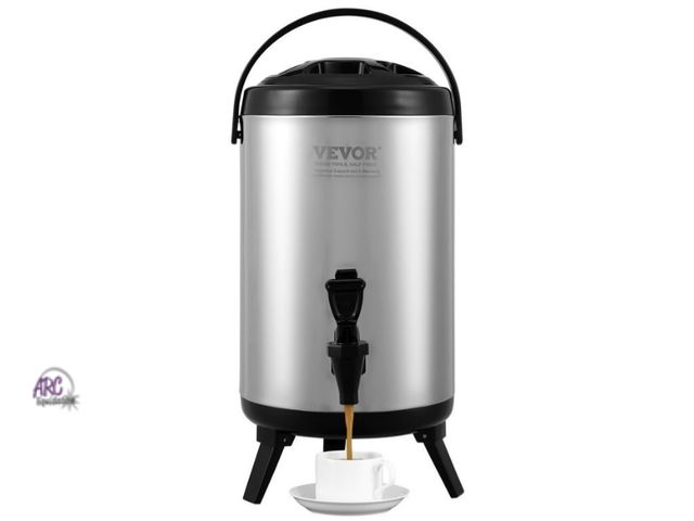 Lot 56-729117 - New Stainless Steel Insulated Beverage Dispenser, 2 Gallon 7.6 Liter, Thermal Hot and Cold Drink Ser...