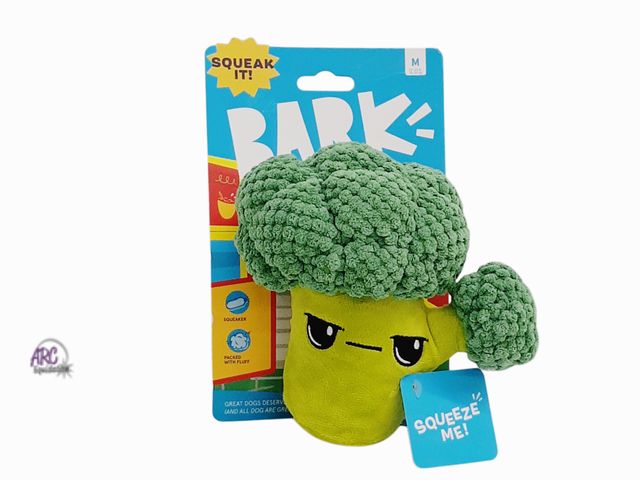 Lot 56-218760 - New - BARK Punk Brocc Broccoli Dog Toy: All Breed Sizes, 0.3 lb, Squeaks &amp; Crinkles, Occupy &amp...