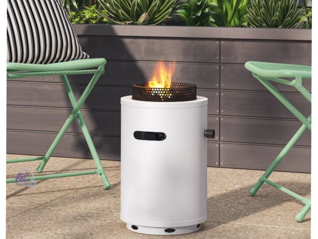Lot 56-482013 - NEW-1lb Propane/Liquid Petroleum Gas Round Column Fire Pit - Room Essentials™ WHITE