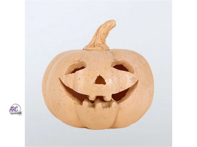 Lot 56-793223 - New led Halloween Decorations - Handmade Resin Terracotta Pumpkin Jack O' Lantern Outdoor Indoor. Ba...