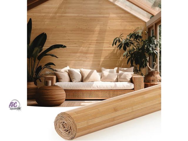 Lot 56-660140 - New - Juexica 1 Pcs Natural Bamboo Wall Panel for Interior Wall 48'' x 96'' Bamboo Covering Renewabl...