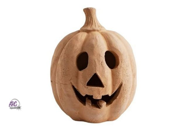 Lot 56-792923 - New led Halloween Resin Terracotta Pumpkin Decoration–Smiling Jack O' Lantern Fall Decor for Indoor ...