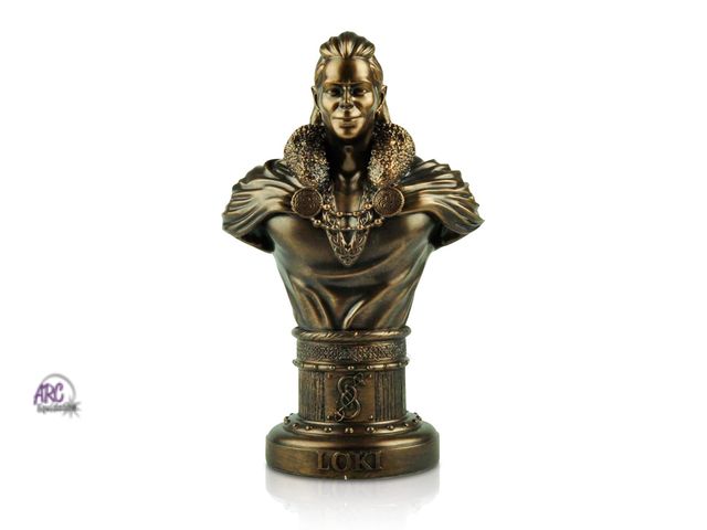 Lot 56-483712 - NEW-Cosmic Hill Loki Norse God of Mischief Bust Statue Figurine Viking Decor Gifts (Bronze) 7" TALL