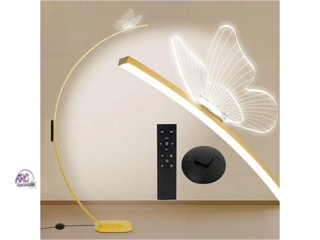 Lot 56-757250 - New in box. Modern Butterfly Arc Floor Lamp - Dimmable 2000 Lumens Arched Floor Lamp with Remote Con...
