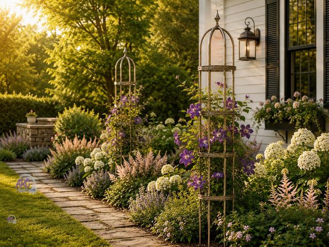 Lot 56-115460 - New in Box 84 in. Powder-Coated Steel Garden Obelisk Gold Trellis Stand