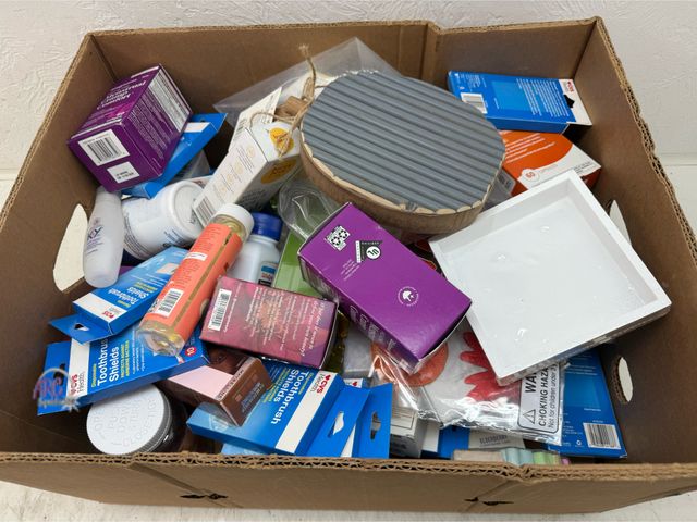 Lot 56-274250 - Box of miscellaneous health and beauty products 70+ pieces  some products may be out of date