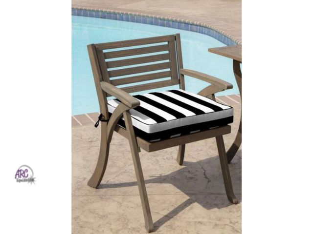 Lot 56-621649 - New - Black Cabana Stripe Square Outdoor Seat Cushion