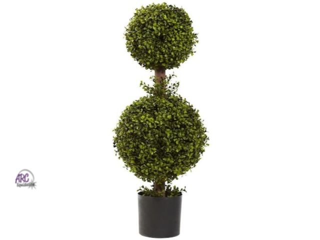Lot 56-736118 - New 35 in. Artificial Double Boxwood Topiary