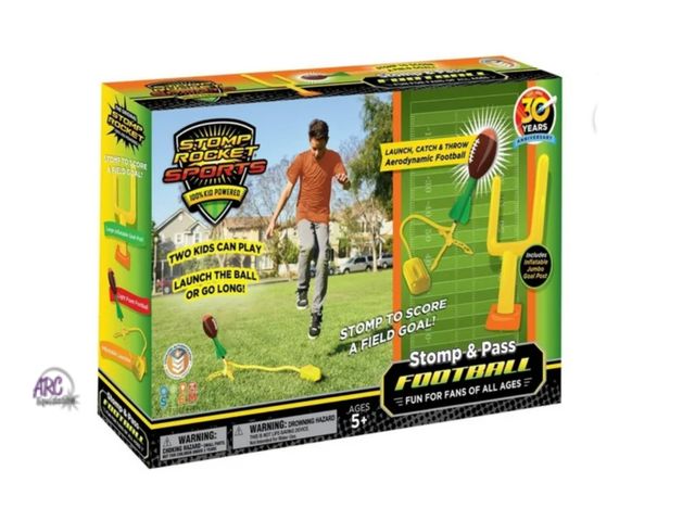 Lot 56-390130 - New, Stomp Rocket - Stomp &amp; Pass Toy Football Set - Plastic, Foam, Paper - 5 Years and up