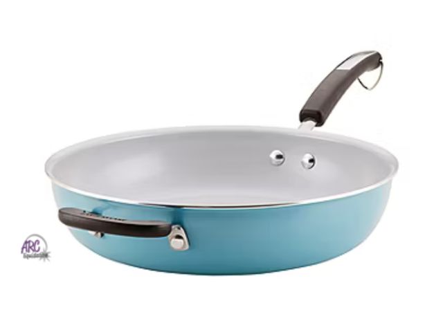 Lot 56-218717 - NEW (small chip on bottom of pan see photos) Farberware Eco Advantage Ceramic 12.5" Deep Frying Pan ...