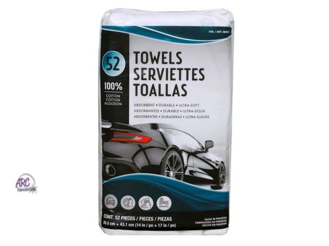 Lot 56-516565 - NEW-SEALED-Unitex 100% Cotton Towel, White, 14 in x 17 in, 52-count