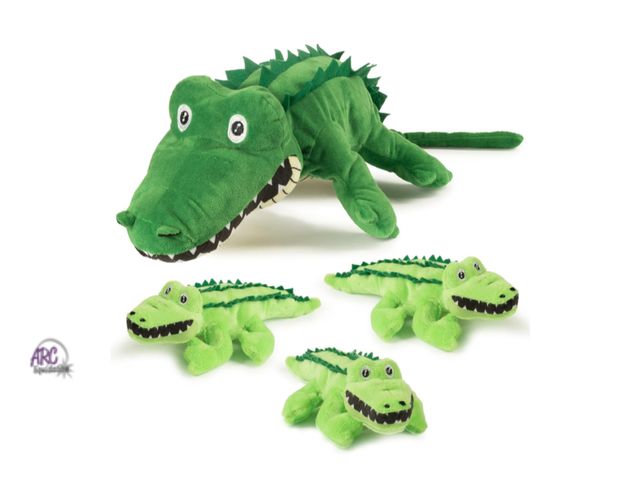 Lot 56-627730 - New, sealed Plush Creations Talking Stuffed Mommy Alligator with 3 Baby Alligators in her Tummy | St...