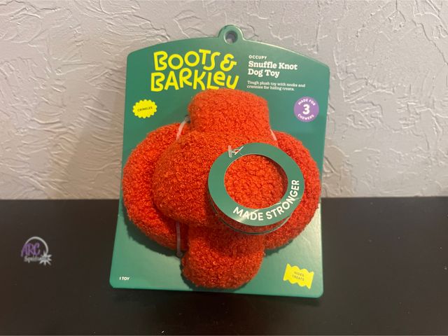 Lot 56-391130 - New, Plush Treat Dispenser Dog Toy - Boots &amp; Barkley™ Terracotta Orange