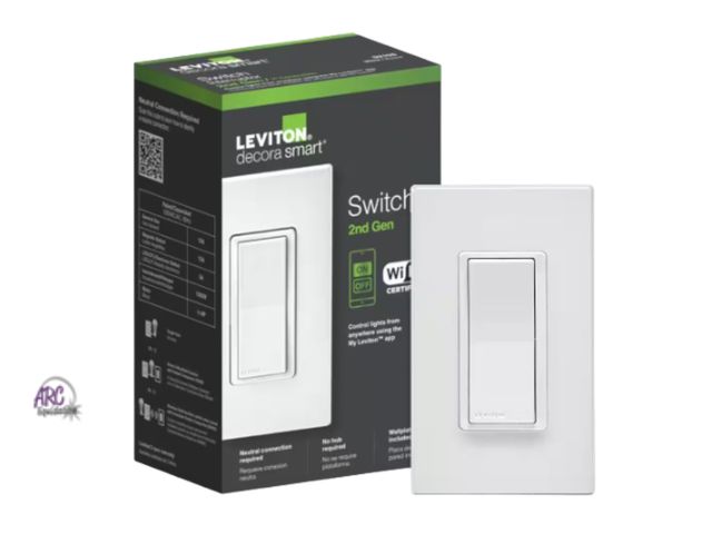 Lot 56-429760 - New - Leviton Decora Smart 15 Amp Wi-Fi Smart Rocker Light Switch with Alexa, Google and HomeKit 2nd...