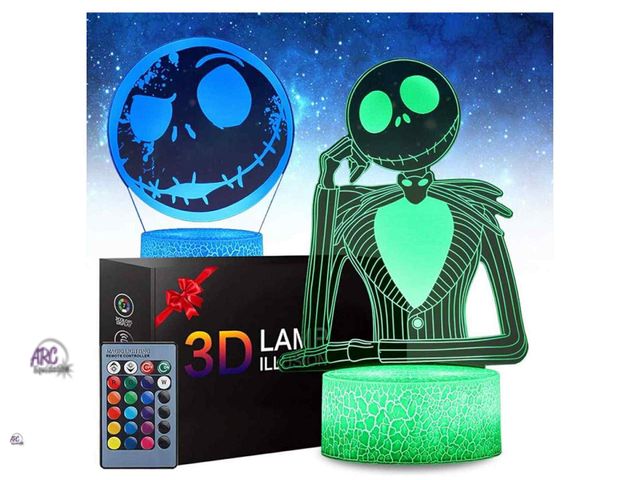 Lot 56-478412 - NEW-Halloween Town Pumpkin King 3D Illusion Night Light Gifts, 16 Color Change