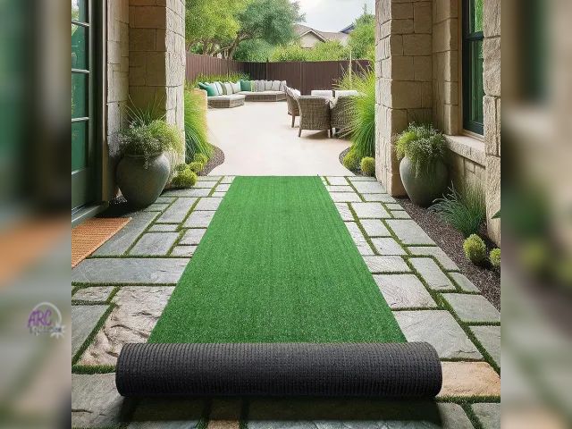 Lot 56-749598 - New  Artificial Grass Turf 2'7" x 7' Indoor Outdoor Faux Grass Rug with Drainage Holes, Customizable...