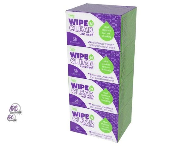Lot 56-477464 - New Open Package - Flents Wipe ‘N Clear Biodegradable Lens Cleaning Wipes Individually Wrapped Eyegl...