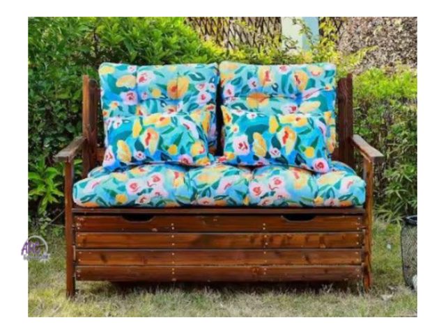 Lot 56-488764 - New Out of Box -  L19"xW44" (Set of 5) - Outdoor Floral Cushions  Bench Cushion Replacementin Yellow...