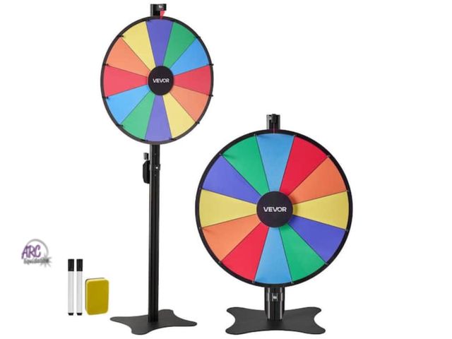 Lot 56-633964 - New Opened Box - Vevor Spinning Prize Wheel 24 in. Spinning Wheel 14 Slots Roulette Wheel with a Dry...