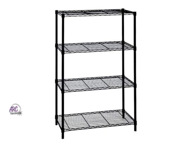 Lot 56-767310 - New in box. 4-Tier Steel Wire Shelving Unit in Black (36 in. W x 54 in. H x 14 in. D)