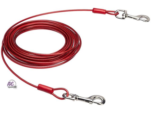Lot 56-515725 - NEW-20FT TIE OUT CABLE-for small dogs-red