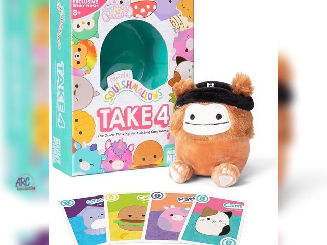 Lot 56-566130 - NEW-Squishmallows Take 4 Exciting Card Games For Kids, Includes 1 Exclusive Collectible Squishmallow...