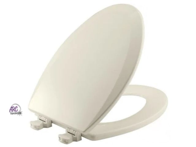 Lot 56-505424 - NEW-Bemis elongated toilet seat-biscuit color
